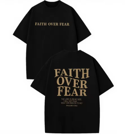 "Faith Over Fear" Casual Christian T-Shirt Black