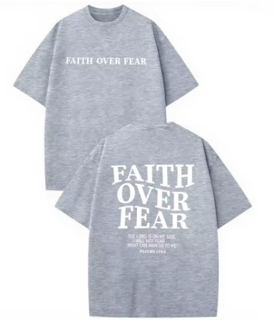 "Faith Over Fear" Casual Christian T-Shirt Grey