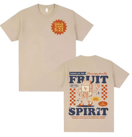 Fruit of the Spirit Classic Casual T-Shirt Cream