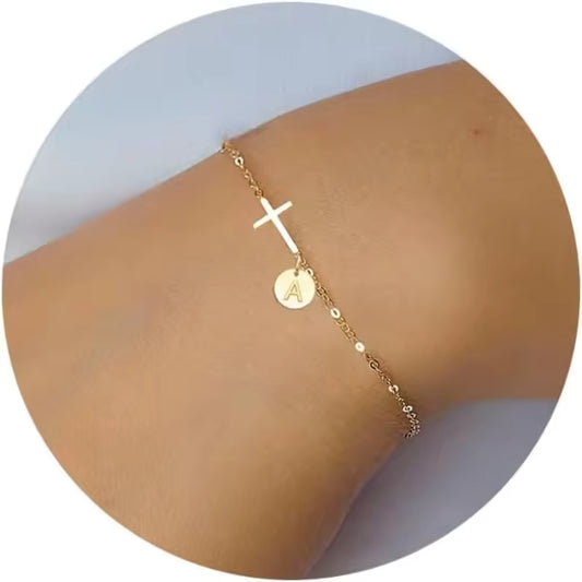 Birthstone Cross Bracelet for Women Customizable