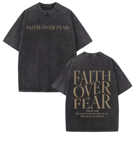 "Faith Over Fear" Casual Christian T-Shirt Dark Grey