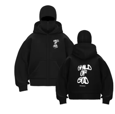 Child of God Hoodie Black Built in Ski Mask