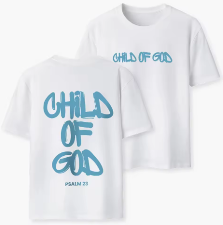 Child of God Christian Classic Casual T-Shirt Blue