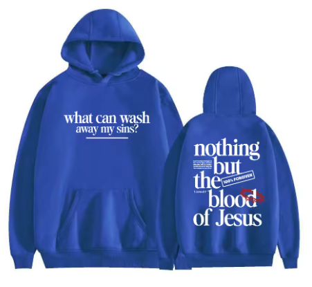 "nothing but the blood of Jesus" Classic Casual Hoodie Cream