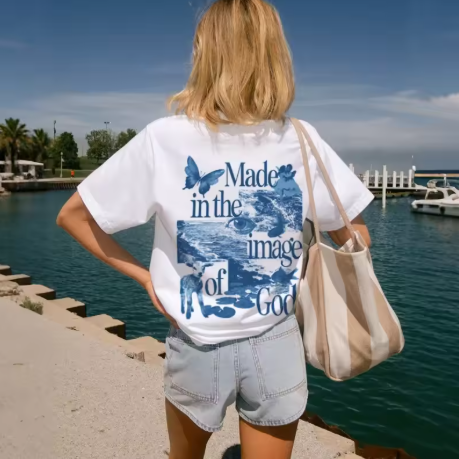 "Made in the image of God" Classic Casual T-Shirt White