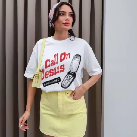 "Call on JESUS" Classic Casual T-Shirt Cream
