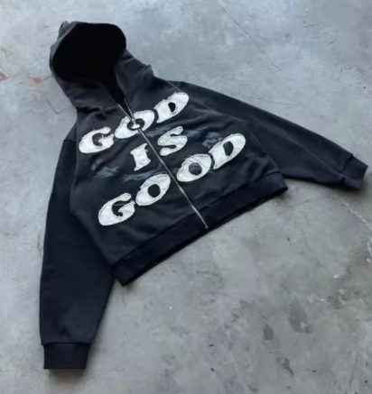 "God Is Good All The Time" Zip-up Hoodie/Jacket Black