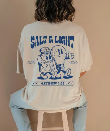 "Salt&Light" Matt.5:23 Classic Casual T-Shirt Cream