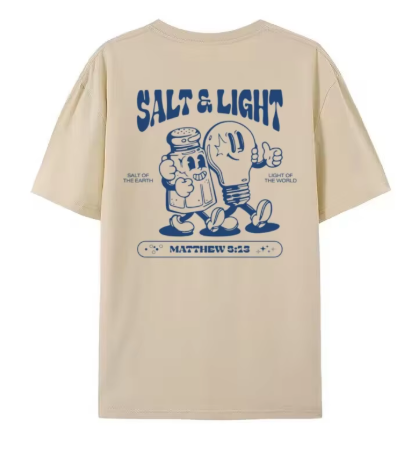 "Salt&Light" Matt.5:23 Classic Casual T-Shirt Cream
