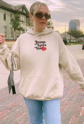 "Jesus Loves You" Classic Casual Hoodie Cream